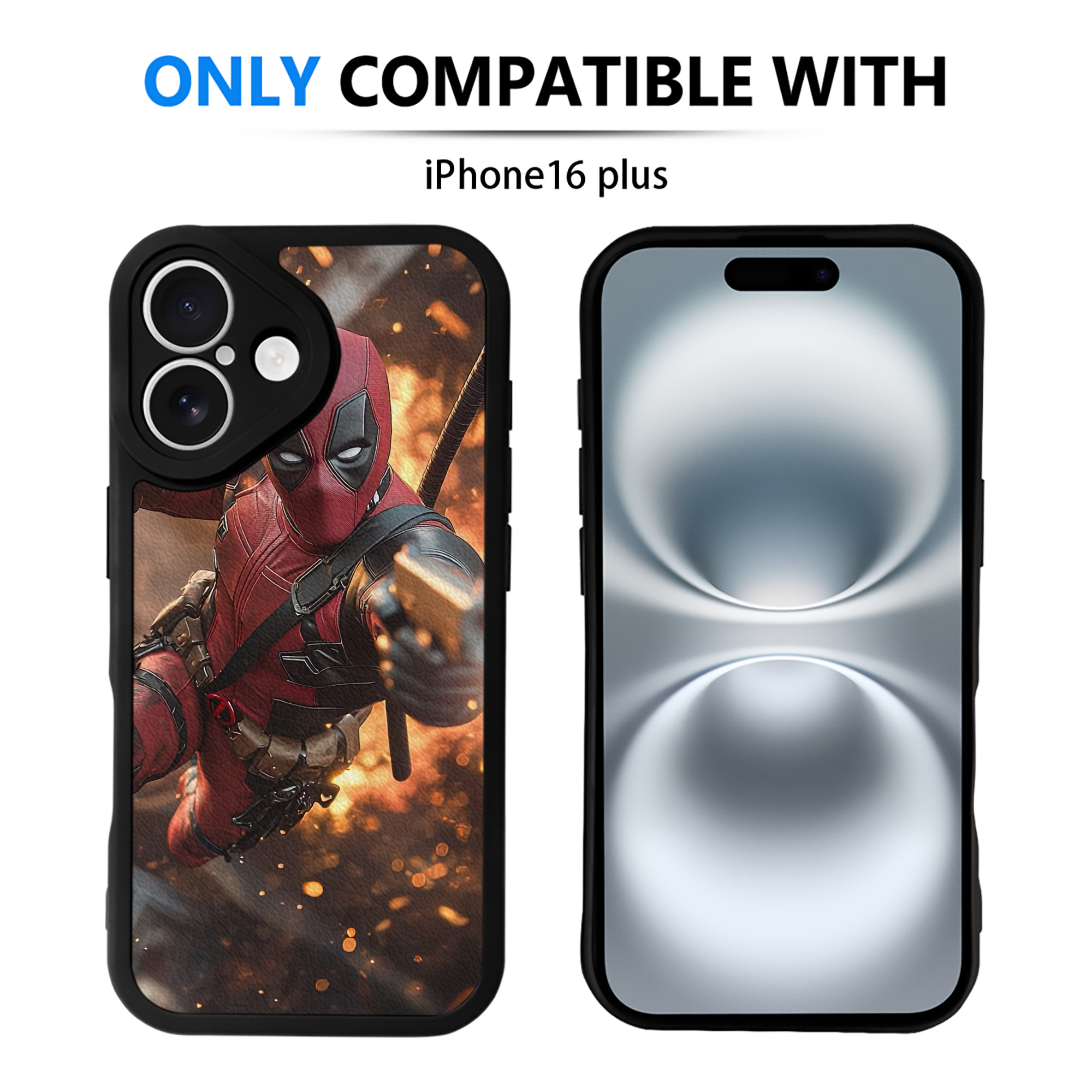 （画像用） Deadpool デッドプール 【iPhone 16シリーズ対応】シリコンスマホケース（レザー調） 材質：シリコン